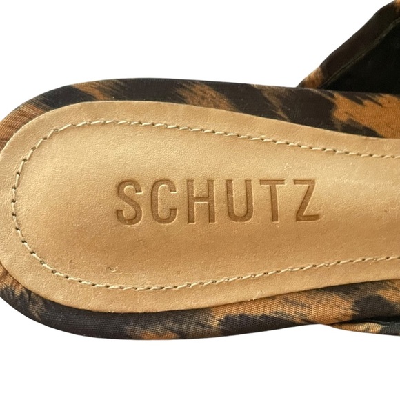 Schutz Flats Mules Shoes Womens 6 Black Tiger Stripe Bow Bows Pointed Knotted - Picture 8 of 9